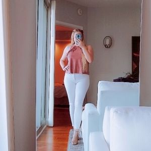 💙 hollister pink mauve faux suede fringe tank top